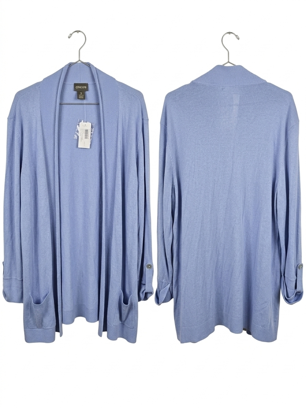 Chico's Light Blue Open-Front Cardigan Sweater